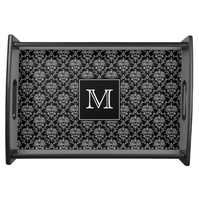 Monogram Damask Serving Tray (Front)
