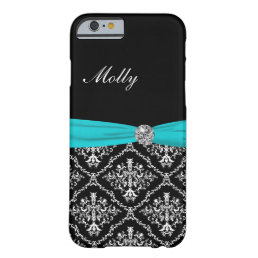 Monogram Damask Turquoise Bow Barely There iPhone 6 Case
