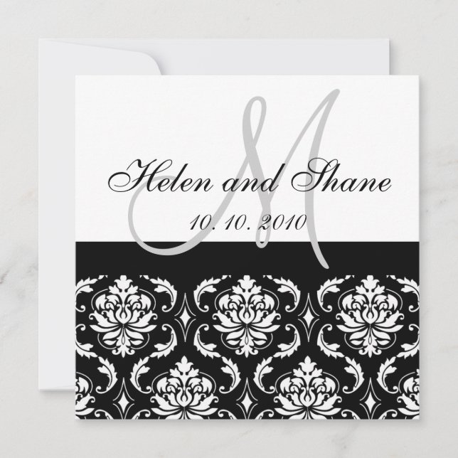 Monogram Damask Wedding invitation (Front)
