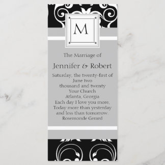 Monogram Damask Wedding Program