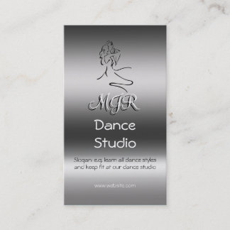 Monogram Dance Studio, Dancers Logo, metallic-look Business Card