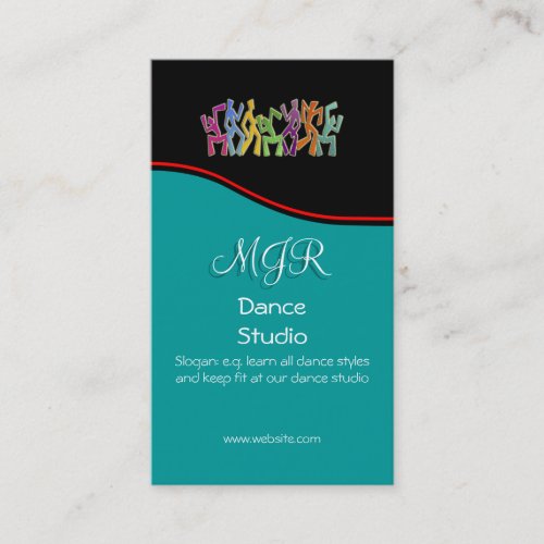 Monogram Dance Studio red swoosh Business Card