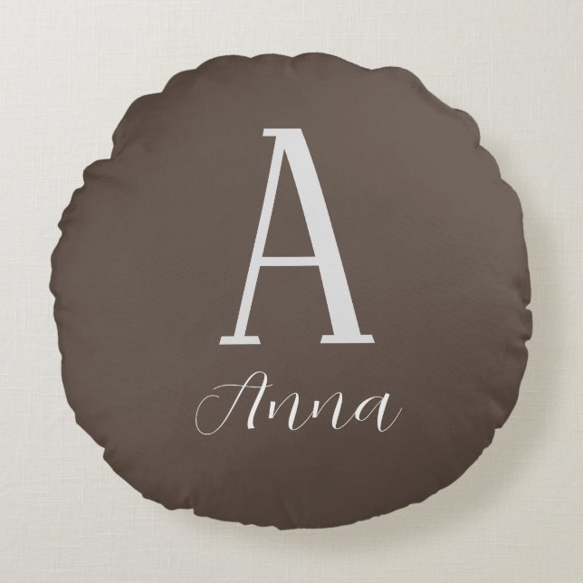 Monogram Dark Autumn vibe Round Pillow (Front)