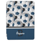 Monogram Dark Blue Black Soccer Ball Pattern iPad Air Cover Monogram Dark Blue Black Soccer Ball Pattern iPad Air Cover