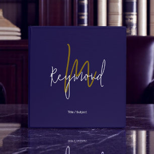 Monogram Dark Blue Monogrammed 3 Ring Bind  Binder