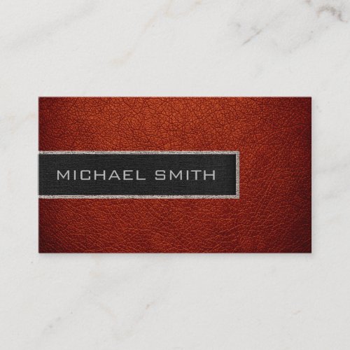 Monogram Dark Brown Leather Look Business Card