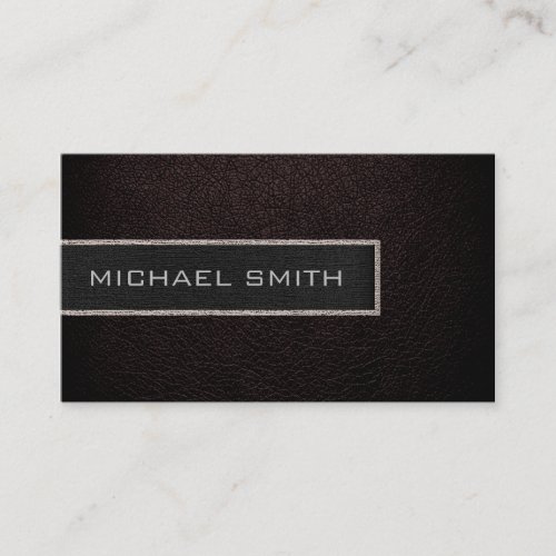 Monogram Dark Brown Leather Look Business Card