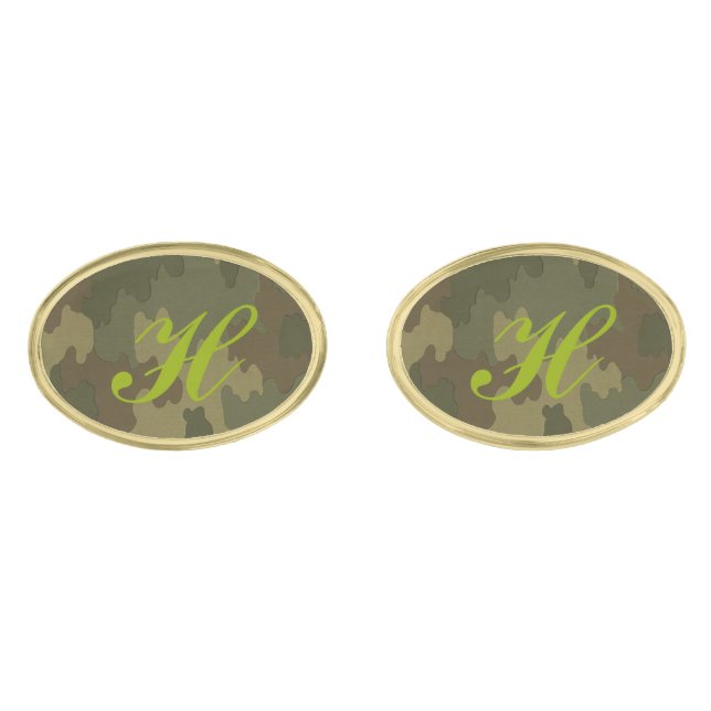 Monogram Dark Camouflage Cufflinks (Front)