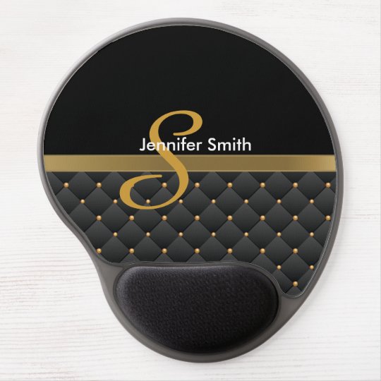 Monogram Dark Gold Black Pattern Design Gel Mouse Pad Zazzle Com