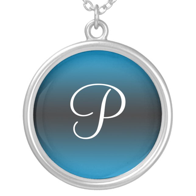 Monogram Dark Gradient Blue ~ Necklace (Front)