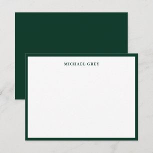 Monogram Dark Green Elegant Border Note Card