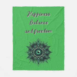 Monogram Dark Green Evil Eye Symbol on green Fleece Blanket