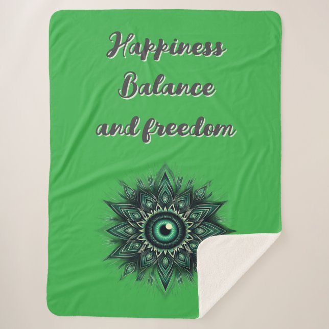 Monogram Dark Green Evil Eye Symbol on green | Sherpa Blanket (Front)