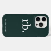 Monogram Dark Green Stylish Modern Minimalist Case-Mate iPhone Case (Back (Horizontal))