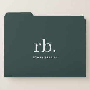 Monogram Dark Green Stylish Modern Minimalist File Folder