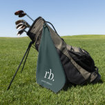Monogram Dark Green Stylish Modern Minimalist Golf Towel<br><div class="desc">A minimalist monogram design with large typography initials in a classic font with your name below on a  dark green background. The perfectly custom gift or accessory!</div>