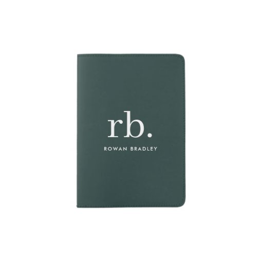 Monogram Dark Green Stylish Modern Minimalist Passport Holder Zazzle