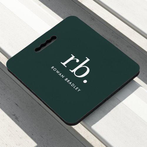 Monogram Dark Green Stylish Modern Minimalist Seat Cushion