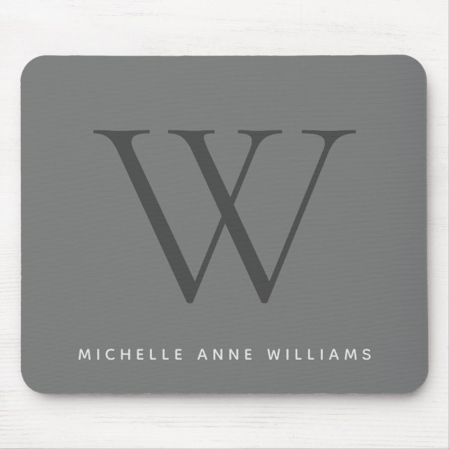 Monogram Dark Grey Luxury Corporate Professional Mouse Pad (Front)