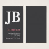 Monogram Dark Grey Plain Minimalist Profile Card (Front & Back)