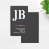 Monogram Dark Grey Plain Minimalist Profile Card (Desk)