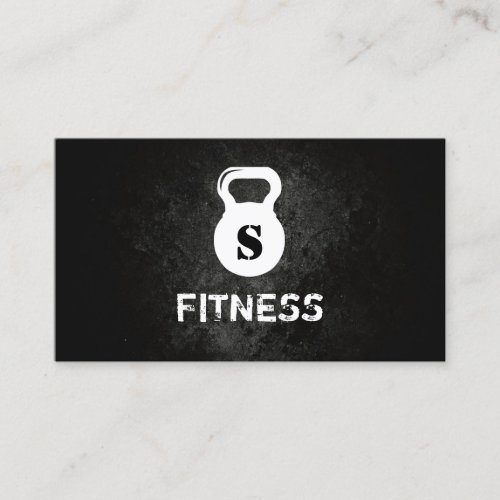 Monogram Dark Grunge Professional Fitness Business Card