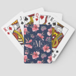 Monogram | Dark Pink Watercolor Pattern Poker Cards