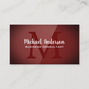 Monogram Dark Red Gloss Background Business Card