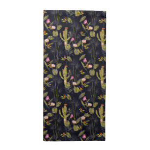 Monogram Dark Summer Night Cactus Pattern Cloth Napkin