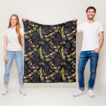 Monogram | Dark Summer Night Cactus Pattern Fleece Blanket