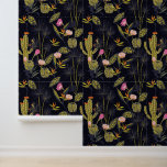 Monogram | Dark Summer Night Cactus Pattern Wallpaper