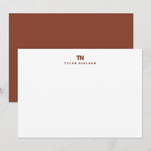 Monogram Dark Terracotta Typography Note Card