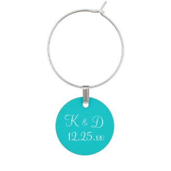 Monogram Dark Turquoise Exclusive Single Color Win Wine Charm by Kullaz at Zazzle