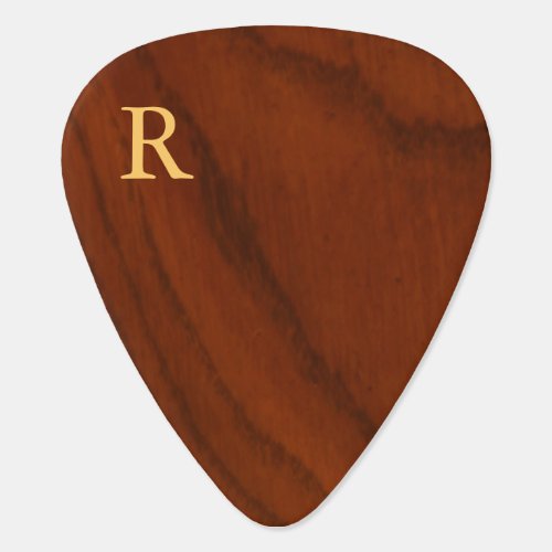 Monogram Dark Wood Grain Guitar Pick