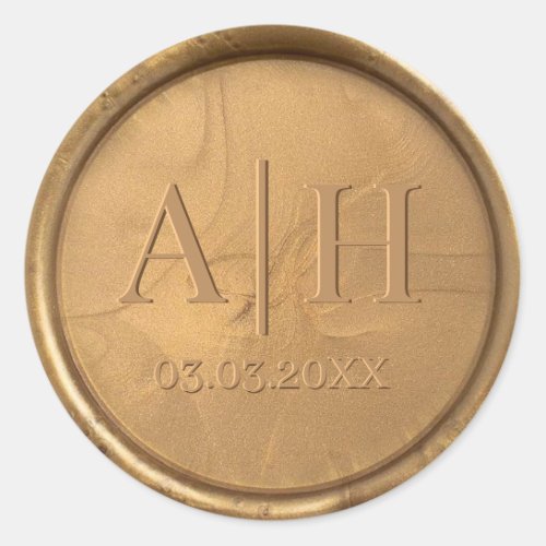 Monogram Date Antique Gold Seal Sticker