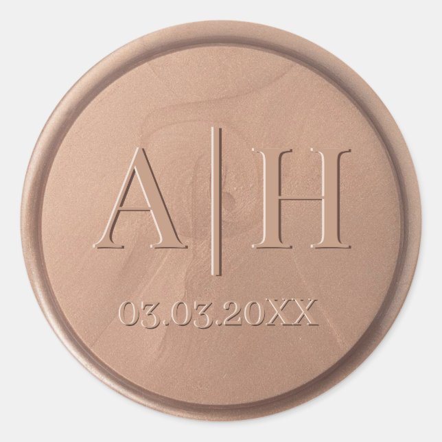 Monogram Date Chocolate Brown Seal Sticker (Front)