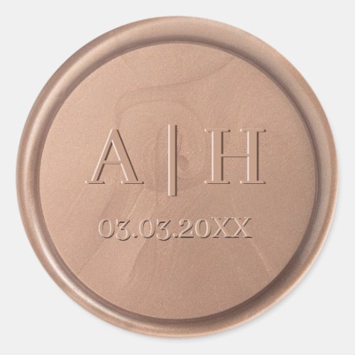 Monogram Date Chocolate Brown Wax Seal Sticker