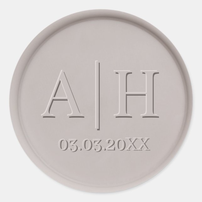 Monogram Date Clay Wax Seal Sticker (Front)