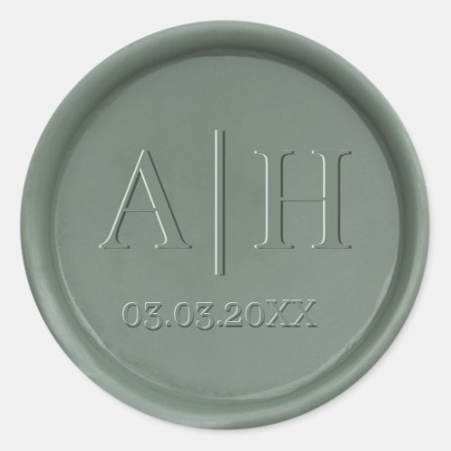 Monogram Date Dark Sage Wax Seal Sticker