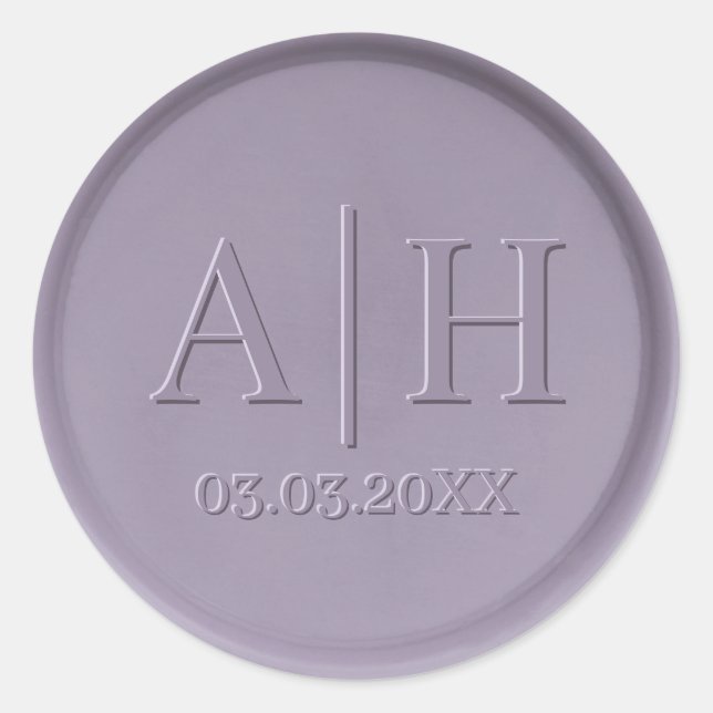Monogram Date Lavender Wax Seal Sticker (Front)
