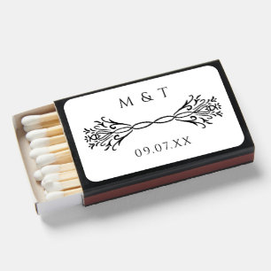 Monogram Date Modern Elegant Unique Wedding Favor Matchboxes