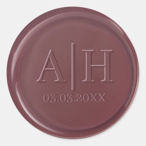 Monogram Date Mulberry Wax Seal Sticker