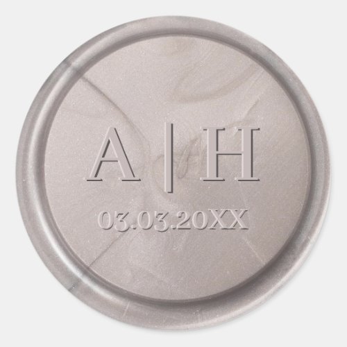 Monogram Date Pearl Gray Wax Seal Sticker