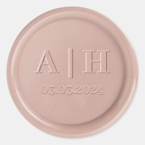 Monogram Date Pink Latte Wax Seal Sticker