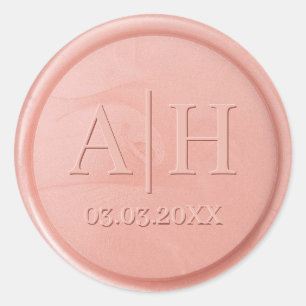 Monogram Date Rose Wax Seal Sticker