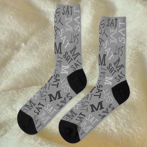 Monogram Day Of Week Cool Gray Saturday Socks