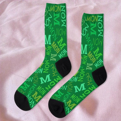 Monogram Day Of Week Irish Green Monday Socks