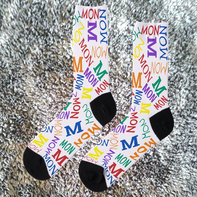 Monogram Day Of Week Rainbow Colors Monday Socks (Creator Uploaded)