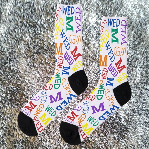 Monogram Day Of Week Rainbow Colors Wednesday Socks