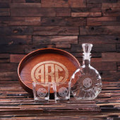 Monogram Decanter Set with Tray & Whiskey Glasses (Front)